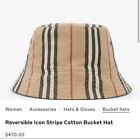 BURBERRY Reversible Icon Stripe Cotton Bucket Hat!