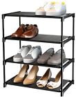 4-Tier Small Shoe Rack Narrow Stackable Shoe Shelf Storage Organizer Sturdy M...
