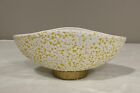 Vintage Yellow and White Textured Pattern Oval Planter w/Gold Base