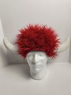 VIKING Red Furry Warrior Hat with Horns Costume Halloween Theater