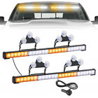 2x 48Led Car Emergency Strobe Light Flashing Warning Lamp Bar Amber White 12-24V