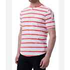 Good Man Mens T-Shirt Orange Popsicle Stripe Notch Neck Pocket 100% Cotton L New