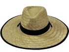 Wide Brim NATURAL Bamboo Straw Hat Summer Lightweight BEACH Hat lifeguard Hiking