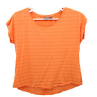 Chico 2 T Shirt Top Size Medium Orange Stripes Short Sleeves Lightweight
