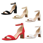 Women Low Chunky Block Heel Sandals Ankle Strap Square Toe Dress Sandals Shoes