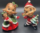 Vintage Josef Originals WeeFolk Christmas Figurine Girl and Figurine Boy L@@K!