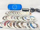 TESTED SONY PSP 3000 Blue Console + Charger + battery + random 3 video games