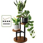 3Tier Plant Stand Tall Wood Shelf Holder for Indoor Outdoor Garden Plant Display