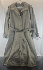 Misty Harbor Women's Beige Long Full Button Belted Collared Trench Coat Size L