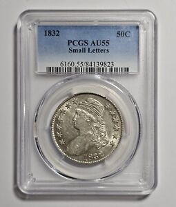 1832 Capped Bust Silver Half Dollar PCGS AU55 Small Letters