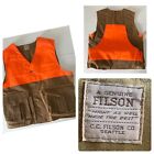 Vtg Filson Vest Jacket XL Wax Brown Bright Orange Hunting Outdoor