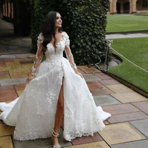 Princess Full Sleeves Wedding Dress for Bride Elegant Appliques Vestido De Novia