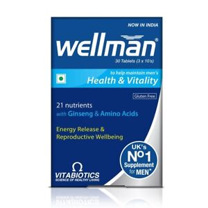 Wellman Multivitamin Tablets for Men with 21 Nutrients like Vitamin C - 30 Tabs