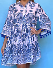 ANTICA SARTORIA 2024 BLUE & WHITE SHORT DRESS L/XL NWT