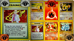 Vintage Pokemon TCG w/ [All FIRST EDITION/HOLO]. Blaine's Gym Heroes. lot of 6.