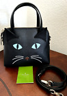 Kate Spade Cat's Meow Black Aqua Blue Eyes Cat Kitty Lottie Crossbody Purse Bag