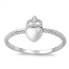 925 Sterling Silver Heart With Crown Fashion Ring New Size 4-10