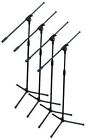 NEW (4) Microphone Stands w/ Boom Band Concert Gear Four Micstands Black Tripods