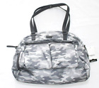 New $148 BAGGALLINI Fifth Avenue Weekender Camouflage Bag Camo Silver Gray Tote