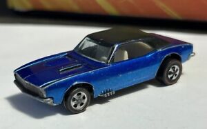 1967 Hot Wheels Redline Custom CAMARO Tab Base Painted Tail Blue/White Interior