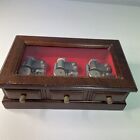 Vintage SANKYO 3 SONG MUSIC BOX Solid Wood, GlassTop -Q