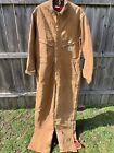 Carhartt Insulated Duck Coveralls Mens 42 Tall Brown Red Quilted Made In USA