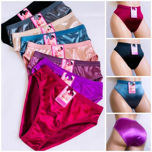 Women's Briefs 3/6/12 Bikini High cut Panties Undies Satin Silky Cool Lot 3121