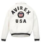 Mens Avirex Red Real Bomber American Flight Jacket Leather Jacket. FAST SHIPPING