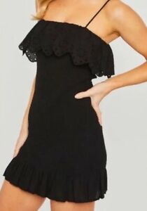 zara black ruffle dress