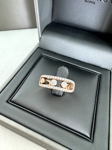 Messika Move Classique Pave Rose Gold Diamond Ring Size 54