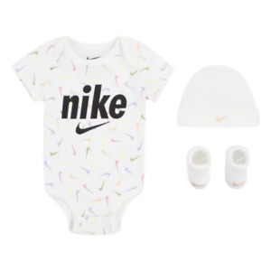 3 Piece Nike Baby Outfit, 0-6 Months, Booties, Hat, White / Ivory, Unisex B58 MP