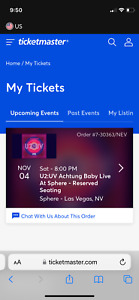2 U2 CONCERT TICKETS FOR SALE AT THE SPHERE IN LAS VEGAS