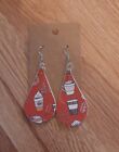 Womens Light Weight Faux Leather Dangle Earrings Fall Print