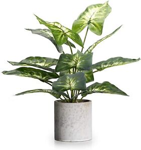 Velener Artificial Potted Green Leaf Plant in Pot 16 Inches 1 Piece