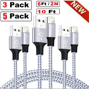 3-Pack Fast Charger Cable Heavy Duty For iPhone 14 13 12 11 XR 8 7 Charging Cord