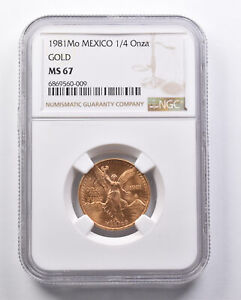 1981 Mo Mexico 1/4 Onza Gold Libertad MS67 NGC *6570