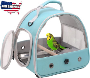 Small Bird Travel Cage Portable Carrier Standing Perch Stainless Steel Tray NEW