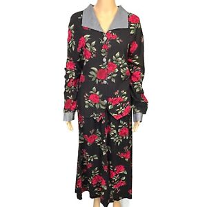Vintage Jessica Scott Woman Womens 22W Black Red Floral Blouse & Skirt Set