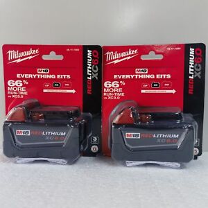 2-Pack --18V Milwaukee XC 48-11-1860 6.0 AH Batteries M18 --New Genuine