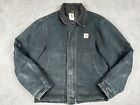Vintage Carhartt J02 BLK Detroit Quilted Jacket Faded Black Union USA 36 R 22x25