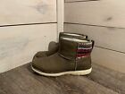 LL Bean Womens Mountain Lodge Olive Green Ankle Snow Boots Shoes 303663 Size 9M