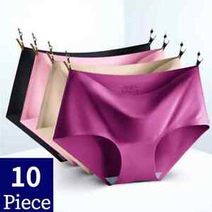10Pcs/Set Women Seamless Panties Underwear Plus Size Comfortable Ice Silk Panty