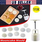 11X Mooncake Mould Decor Cookies Round Pastry Moon Cake DIY Flower Stamps Mold
