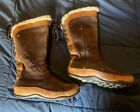 North Face Janey Boots 9 Rear Lace Up Zipper Suede Leather Winter Snow Brown