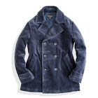 Winter Warm Corduroy Pea Coat Men's Cotton Padded Jacket Vintage Casual Coat