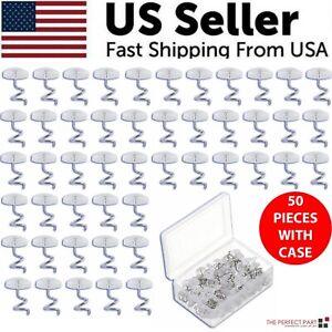 50 Pcs Upholstery Tacks Headliner Pins Clear Heads Twist Bed Fabric Sofa Chair