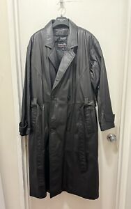 Wilson Trench Thinsulate Leather Trench Coat Jacket, Black, Men's, Size Medium