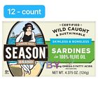 Season Skinless & Boneless Sardines in Olive Oil, 12-count, Total 52.5 oz