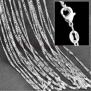 Wholesale Lots Hot Sale10pcs 2mm 925 Silver Plated Figaro Chain Necklace 16