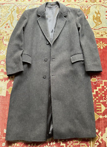 Vtg London Fog Men's 46L Charcoal Gray Wool Overcoat Trench Coat Jacket USA Made